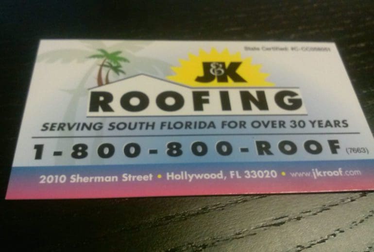 JK Roofing Business Card