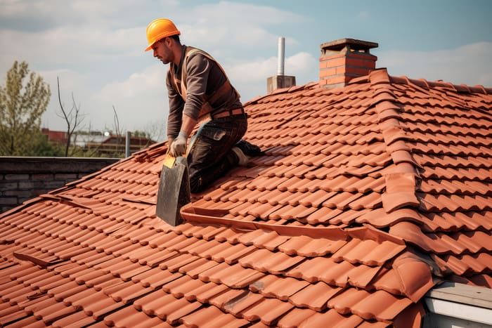 roof repair expert working on roof tile repairs