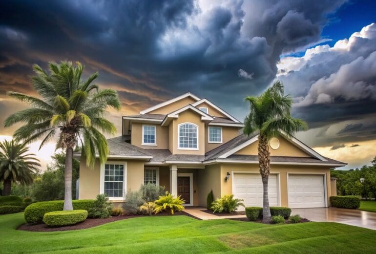 A house in florida with hurricane proof roofing system to safeguard from hurricane or storm damage