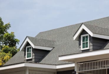 dark asphalt tiles on the roof