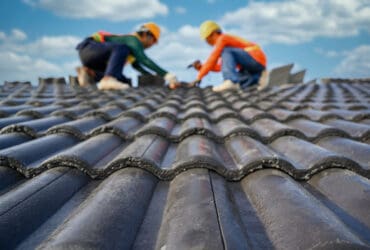 roofing experts working on a residential roof
