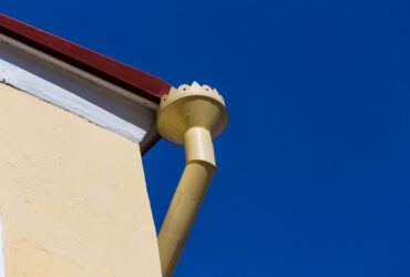 Rain gutters on old home