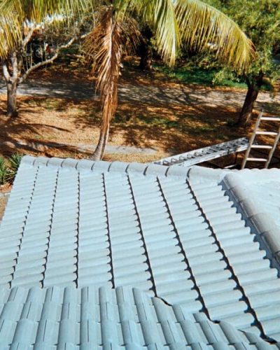 light blue tile roofing